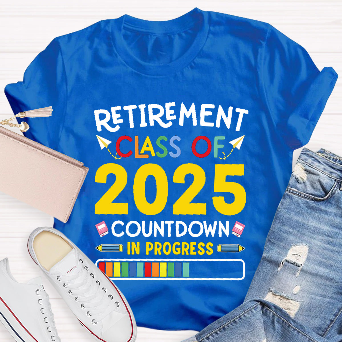 Personalized Retirement Year Class Countdown In Progress Teacher T-Shirt