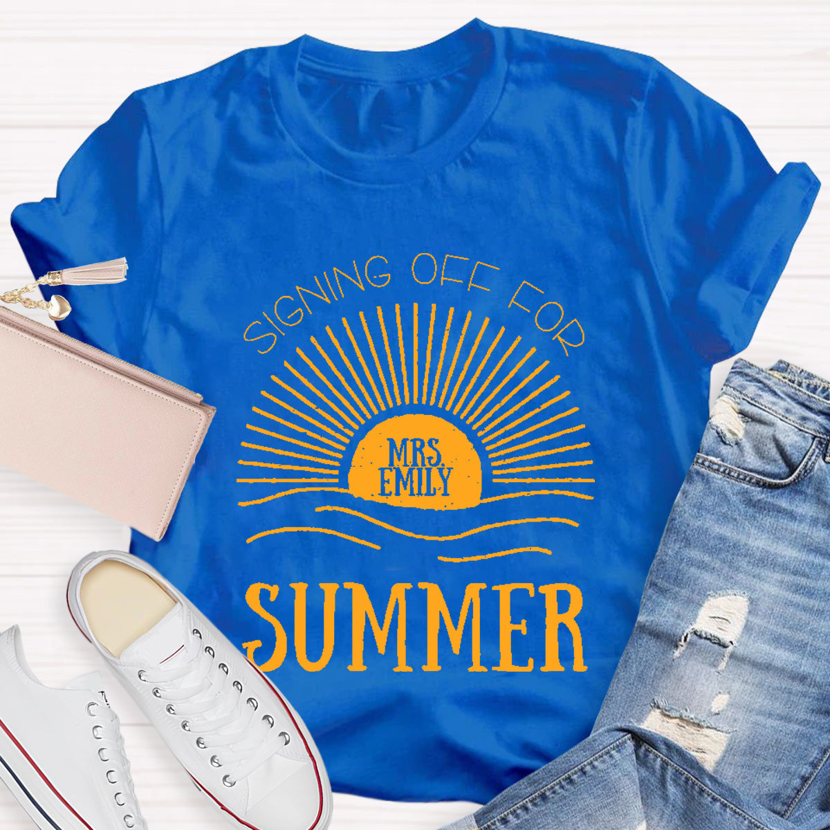 Personalized Name Signing Off For Teacher T-Shirt