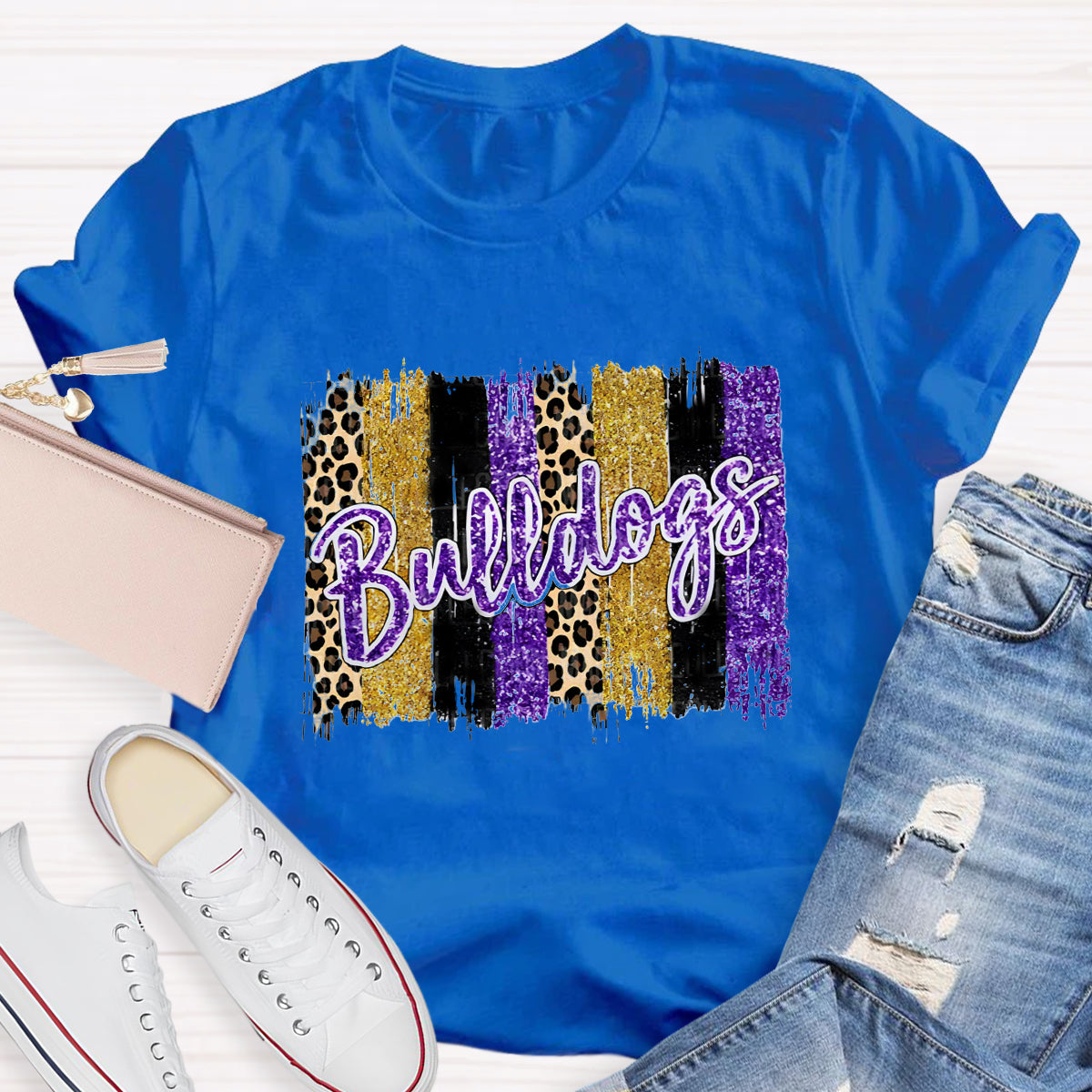 Personalized Mascot Leopard Print Teacher T-Shirt