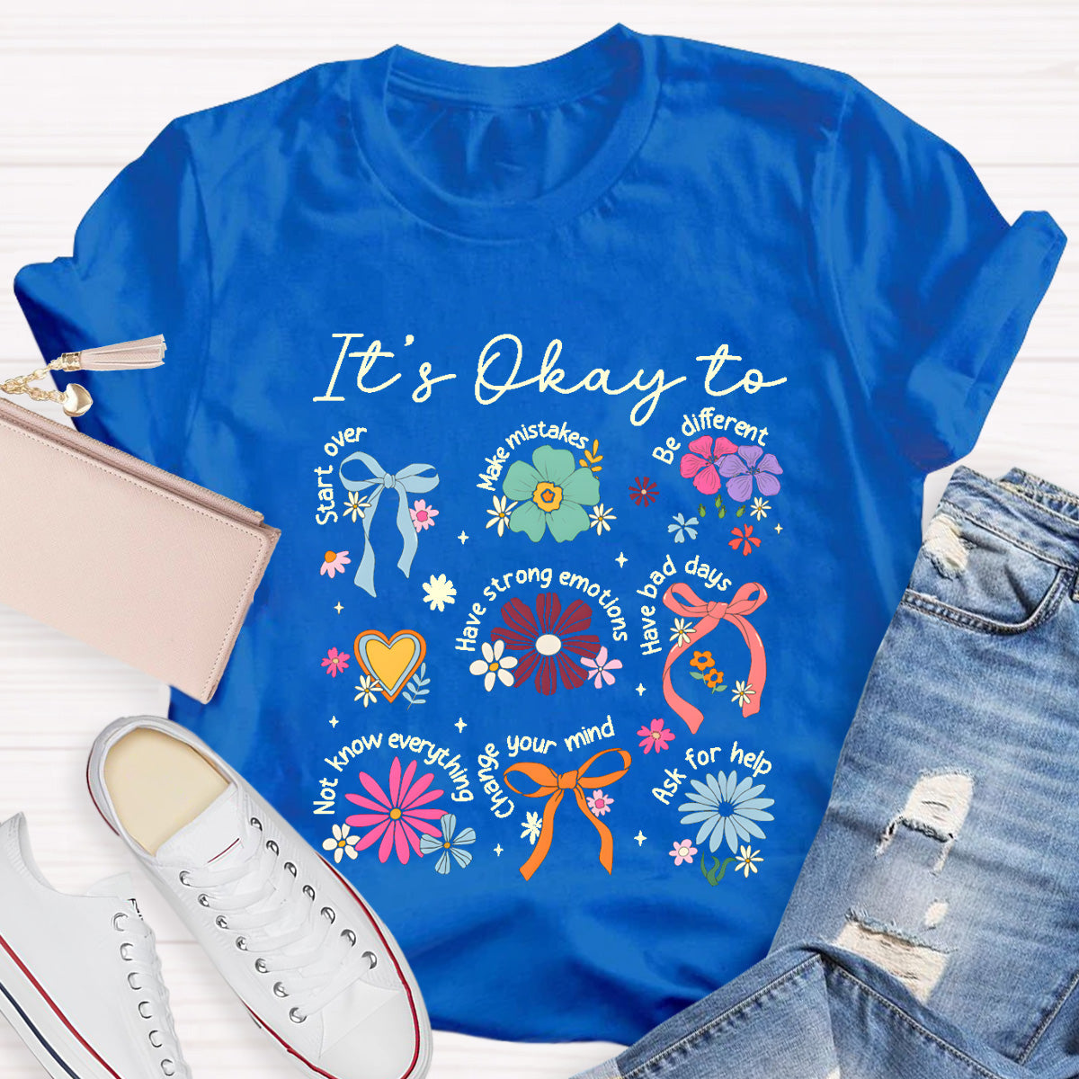It's Okay To Be Different Vintage Flower Teacher T-Shirt