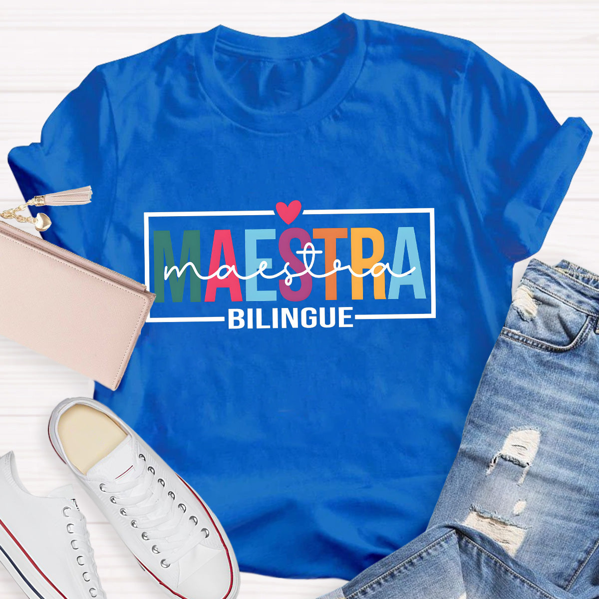Maestra Bilingue Heart Teacher T-Shirt