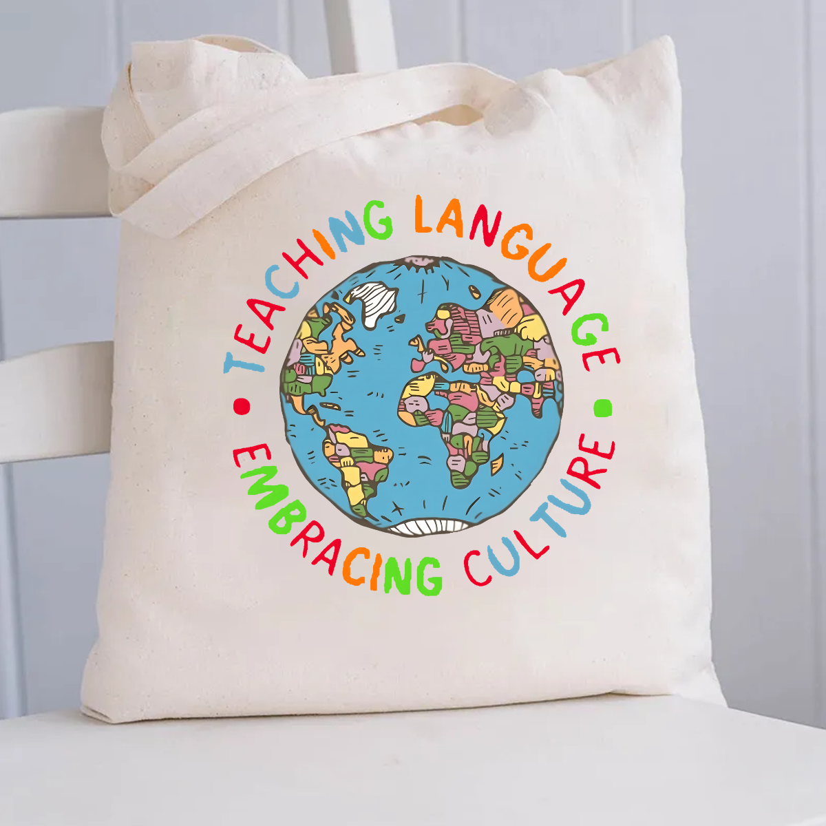 Teaching Language Embracing Culture Canvas Tote Bag