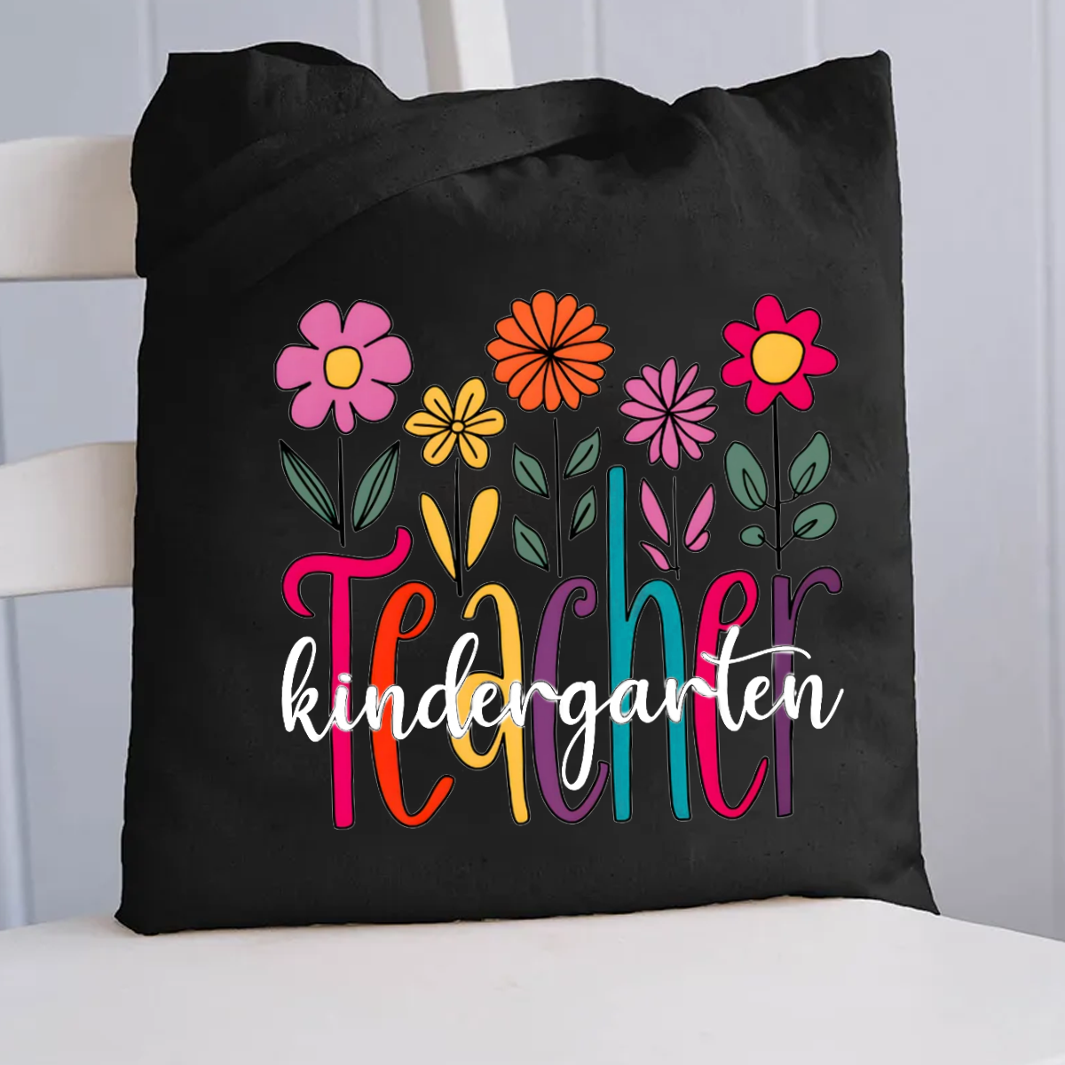 Personalized Grade Floral Teacher Canvas Tote Bag