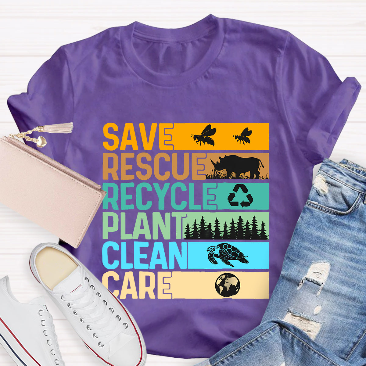Save Rescue Recycle Plant Clean Care T-Shirt
