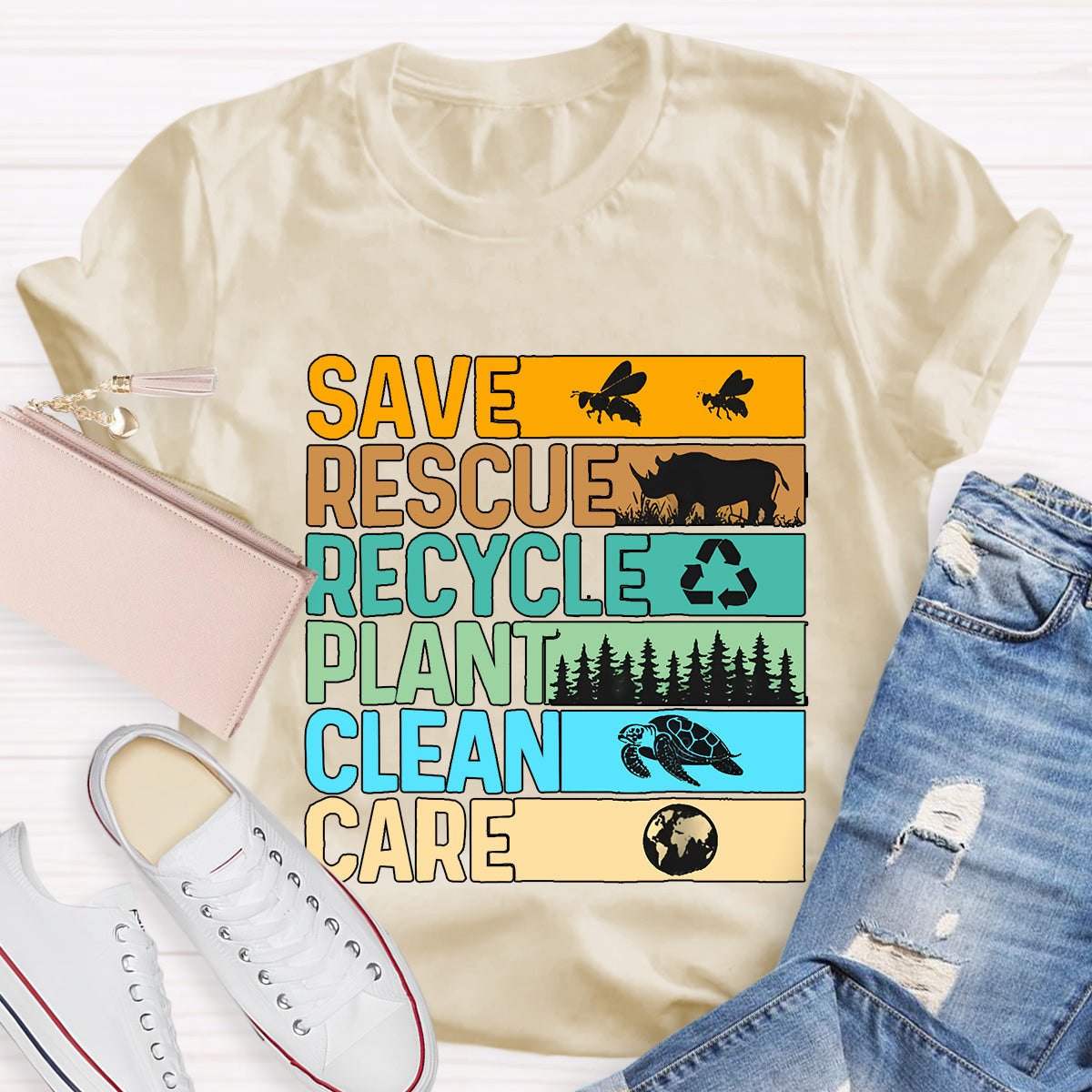 Save Rescue Recycle Plant Clean Care T-Shirt