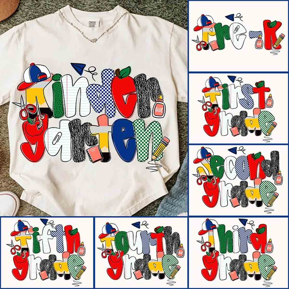 Personalized Grade Kindergarten Colorful Dots T-shirt
