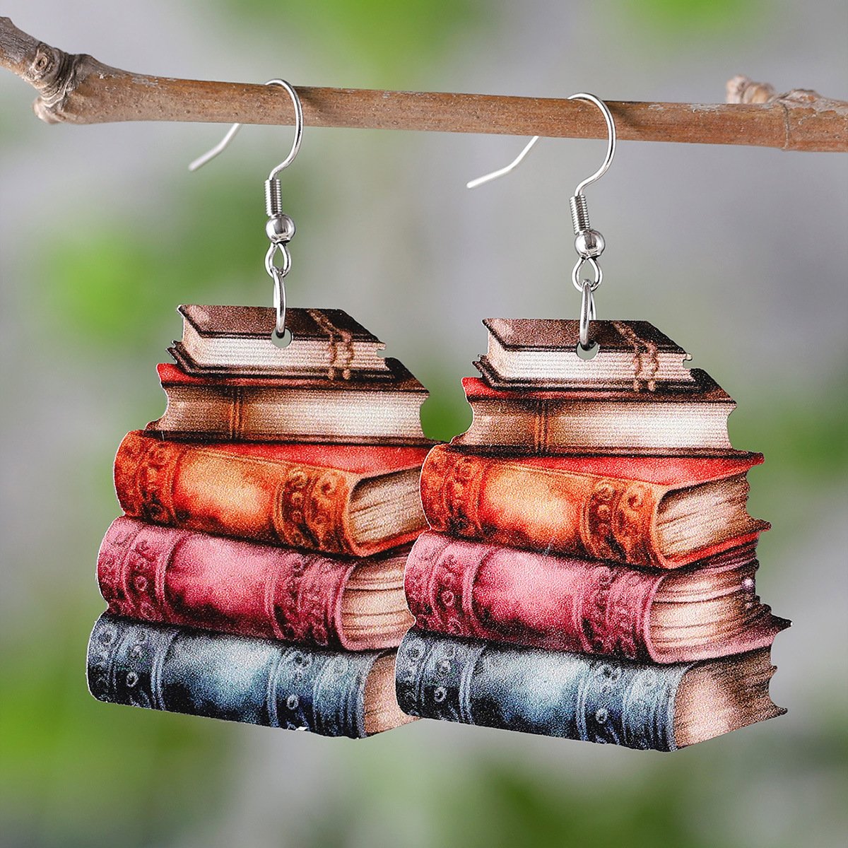 3d Love Textbook Wooden Back-To-School Season Teacher Earrings
