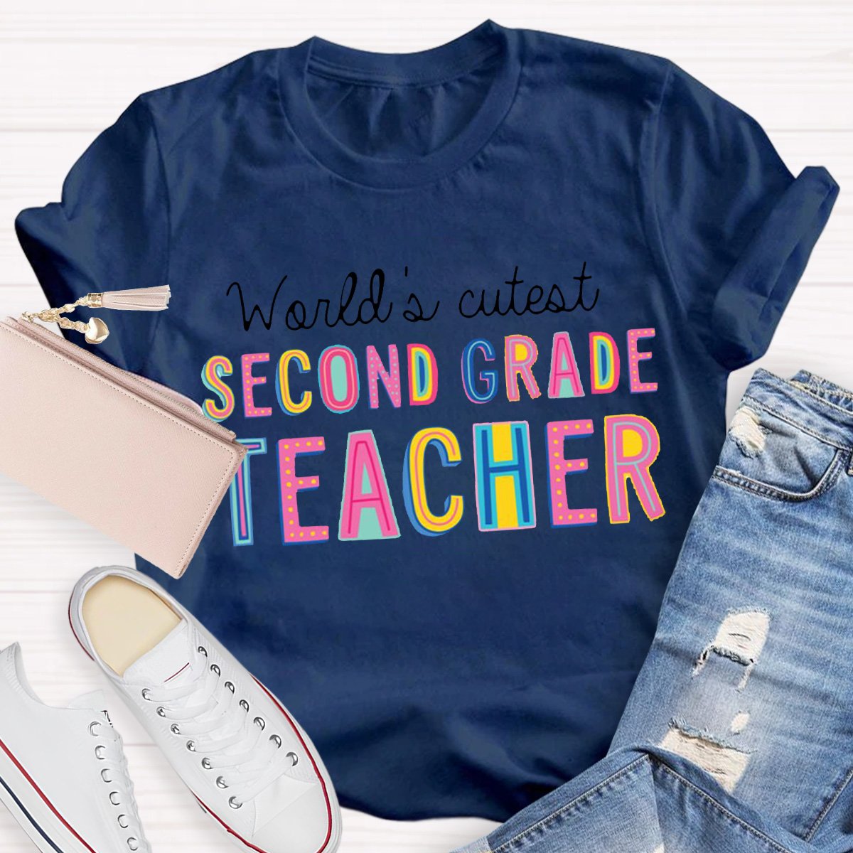 Personalized World's Cutest Second Grade Teacher Shirt