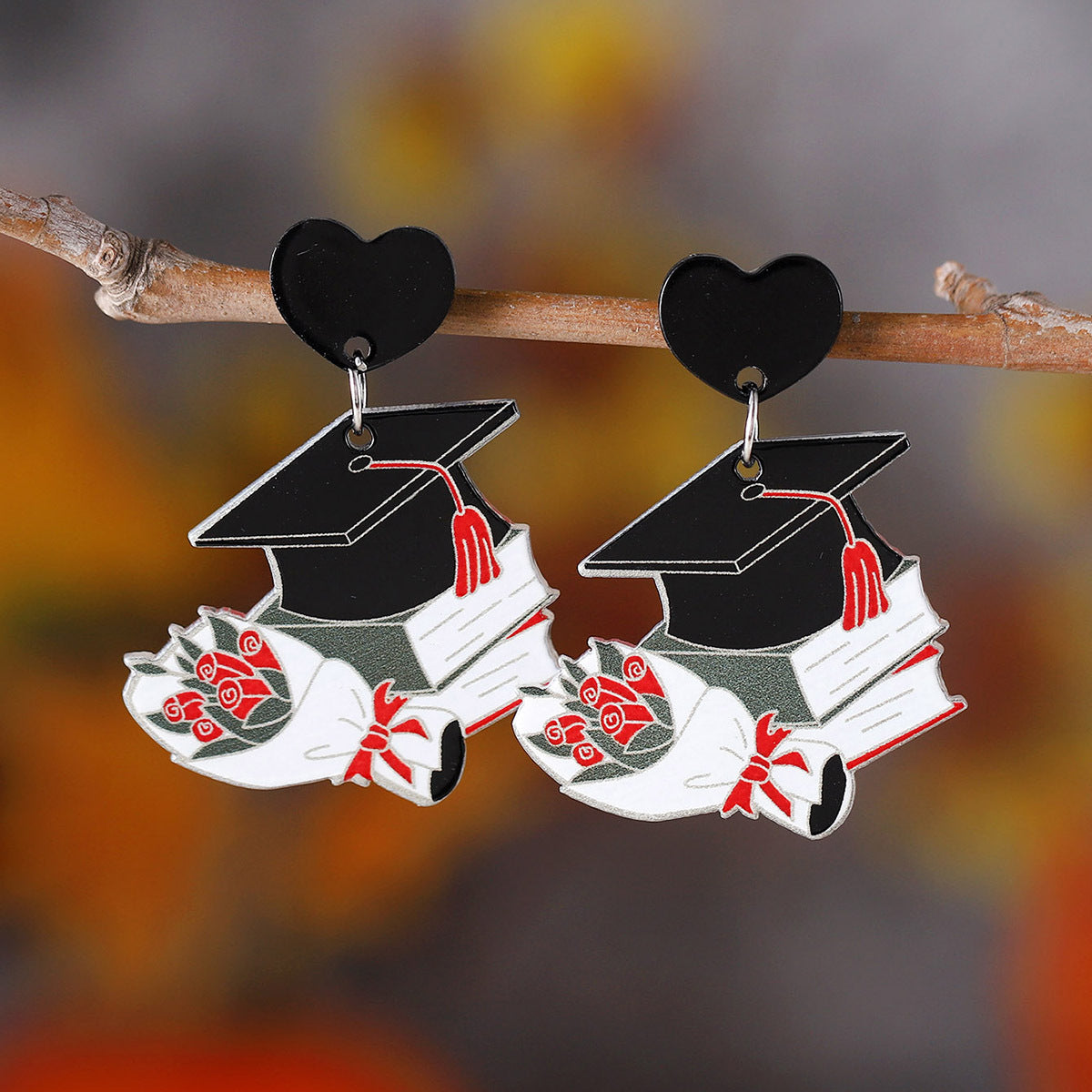 Bachelor'S Hat And Book Heart Pendant