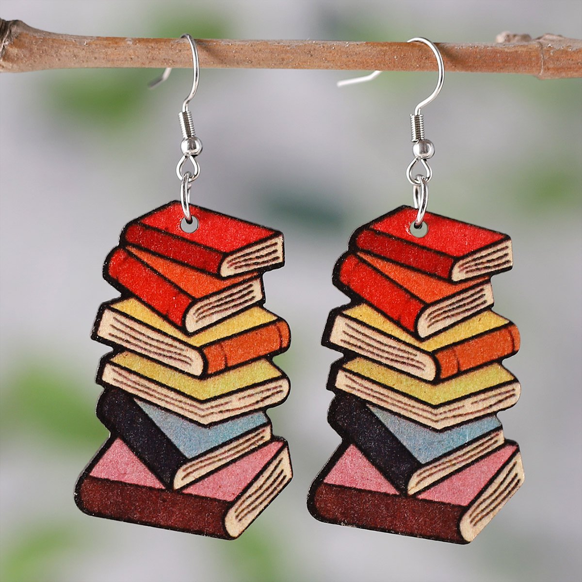 3d Love Textbook Wooden Back-To-School Season Teacher Earrings