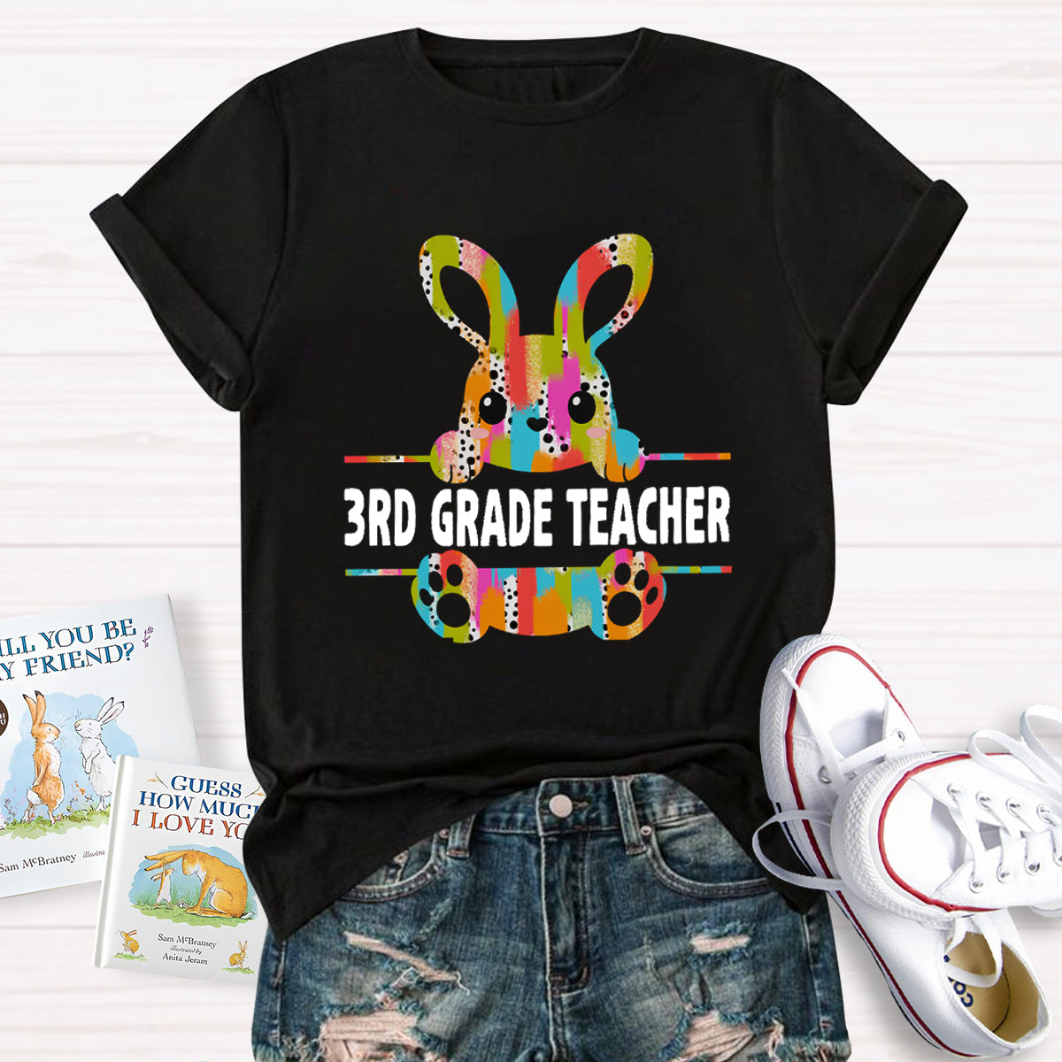 Personalized Grade Easter Bunny Teacher T-Shirt