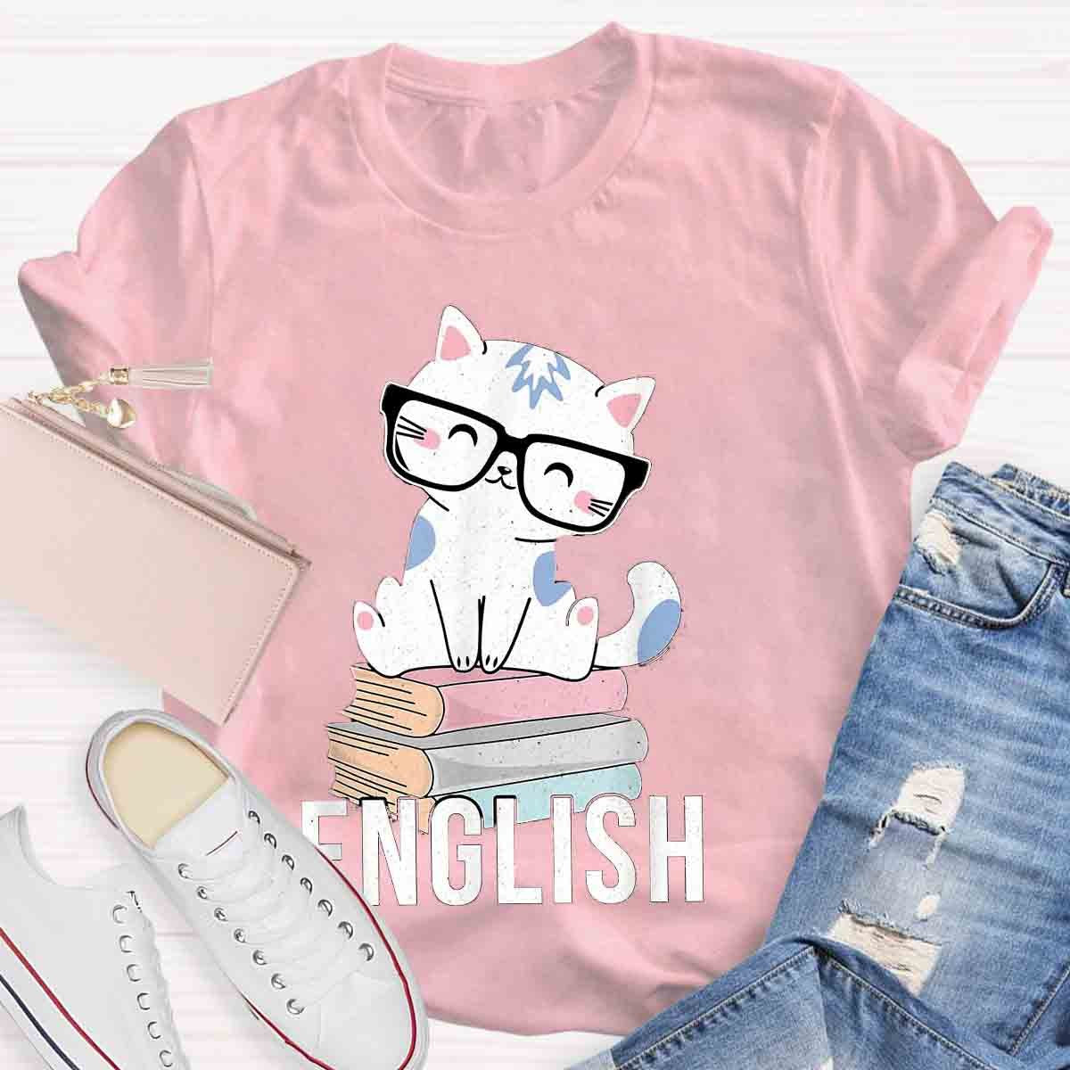 Cat Book English Teacher T-Shirt