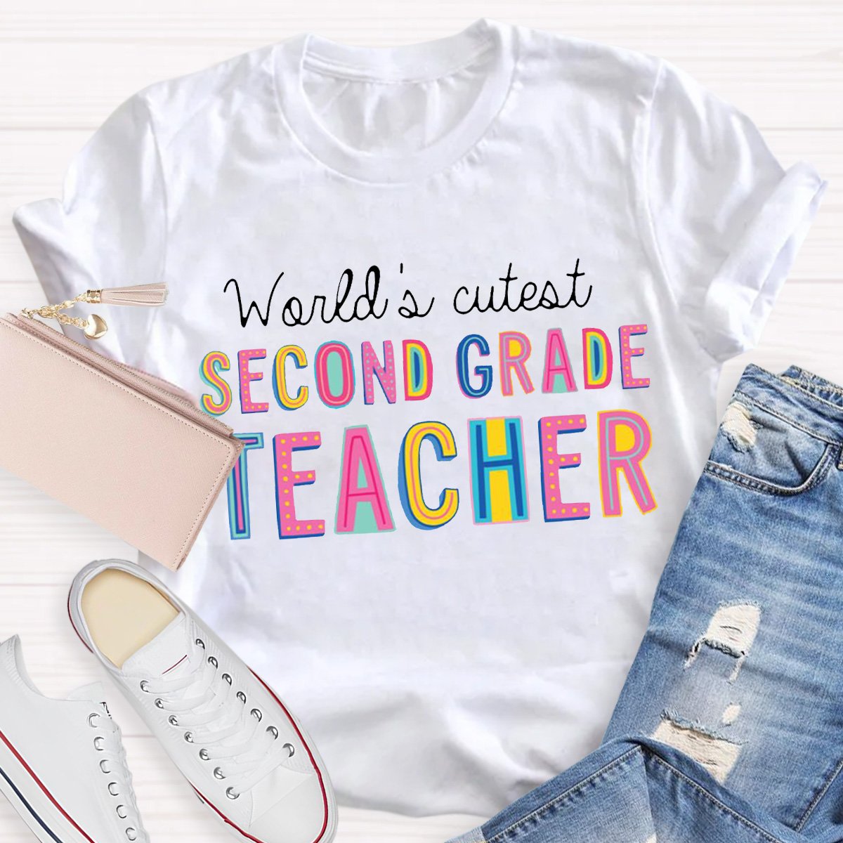Personalized World's Cutest Second Grade Teacher Shirt
