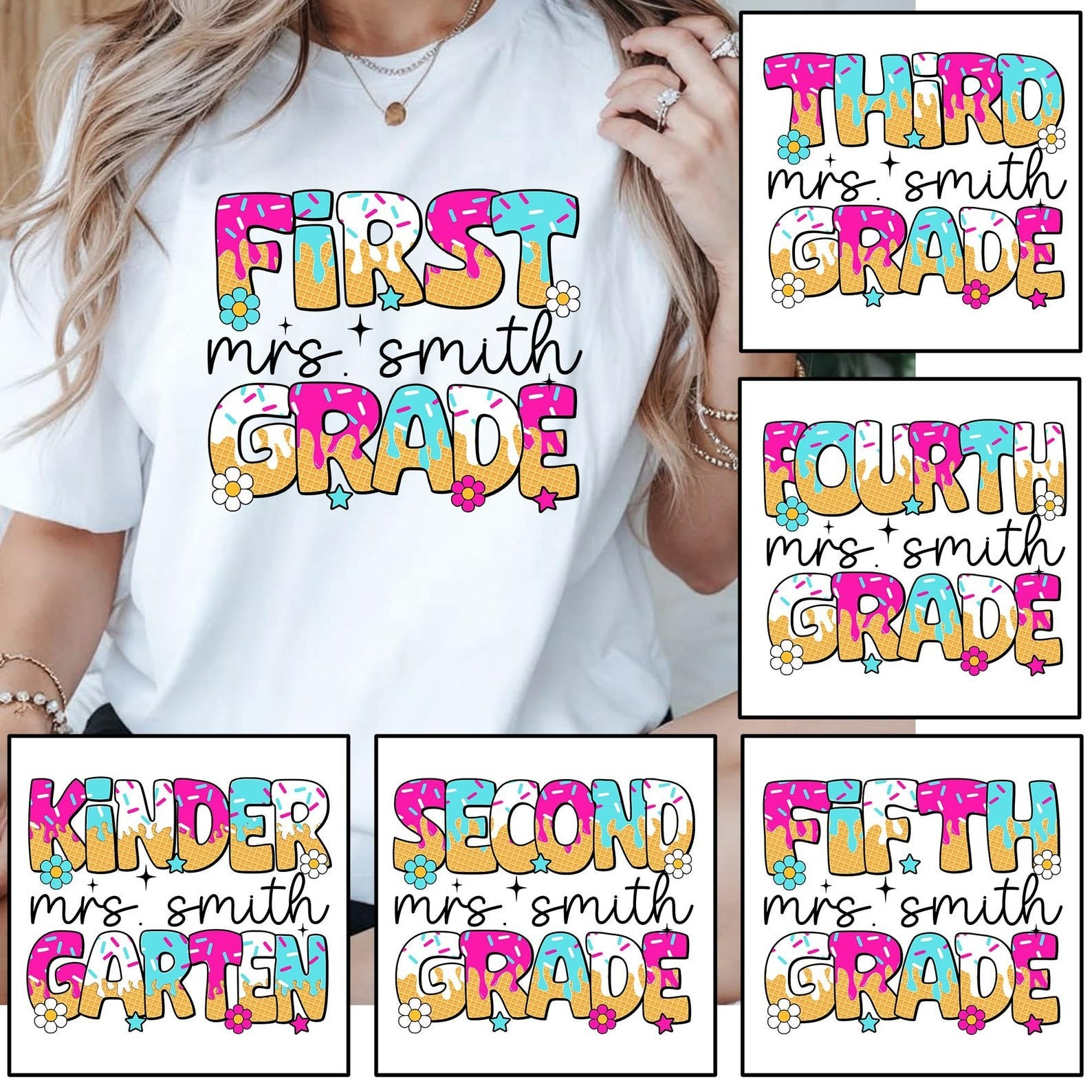 Personalized Grade Ice Teacher Back To School T-Shirt