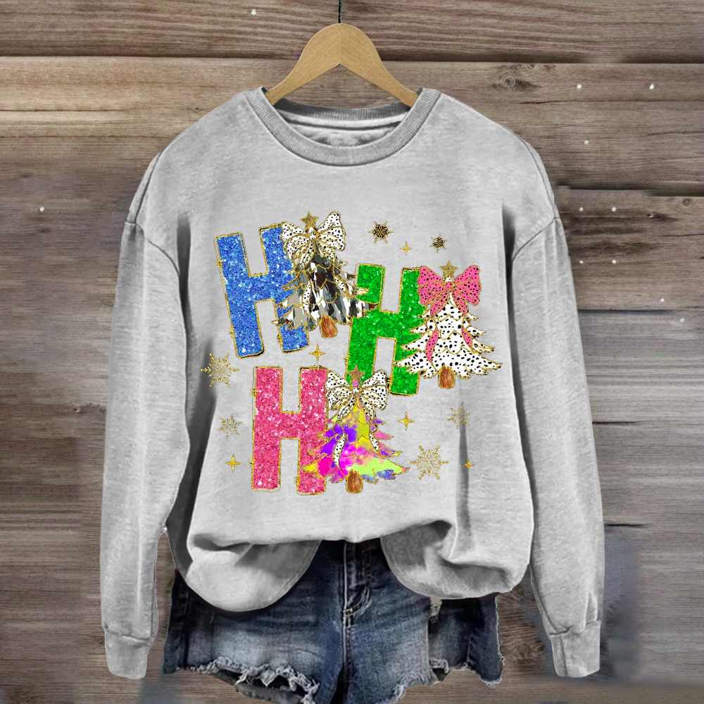 Bright Color Christmas Coquette Bow Ho ho ho Sweatshirt