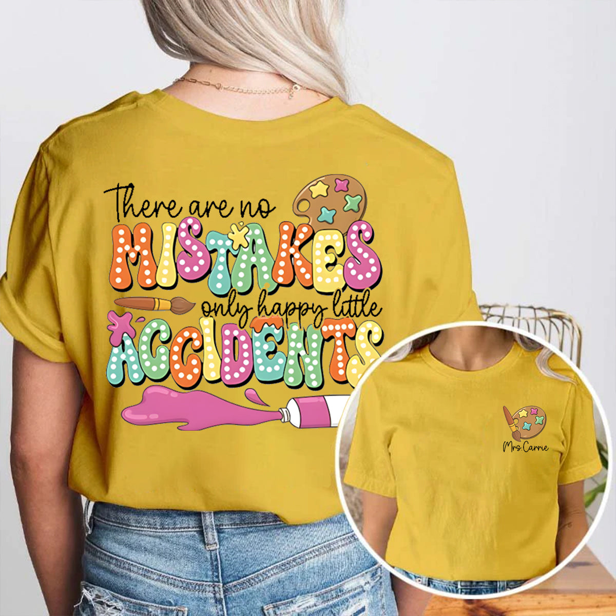 Personalized Name Happy Little Accidents Double Printed T-shirt