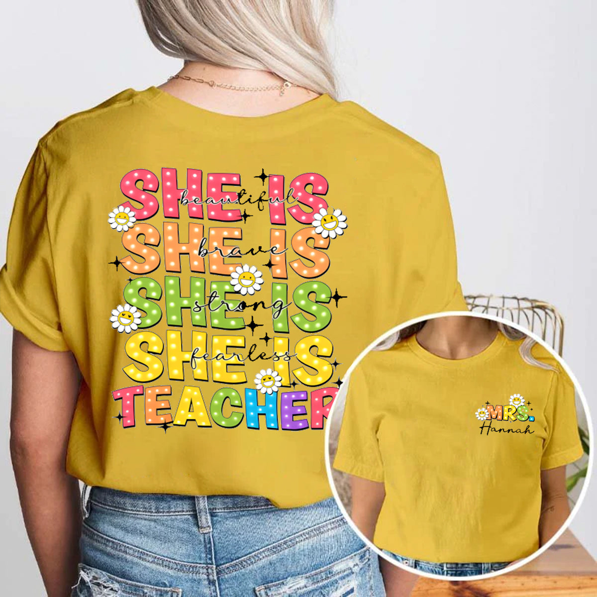 Personalized Name She Is Beautiful Double Printed T-shirt