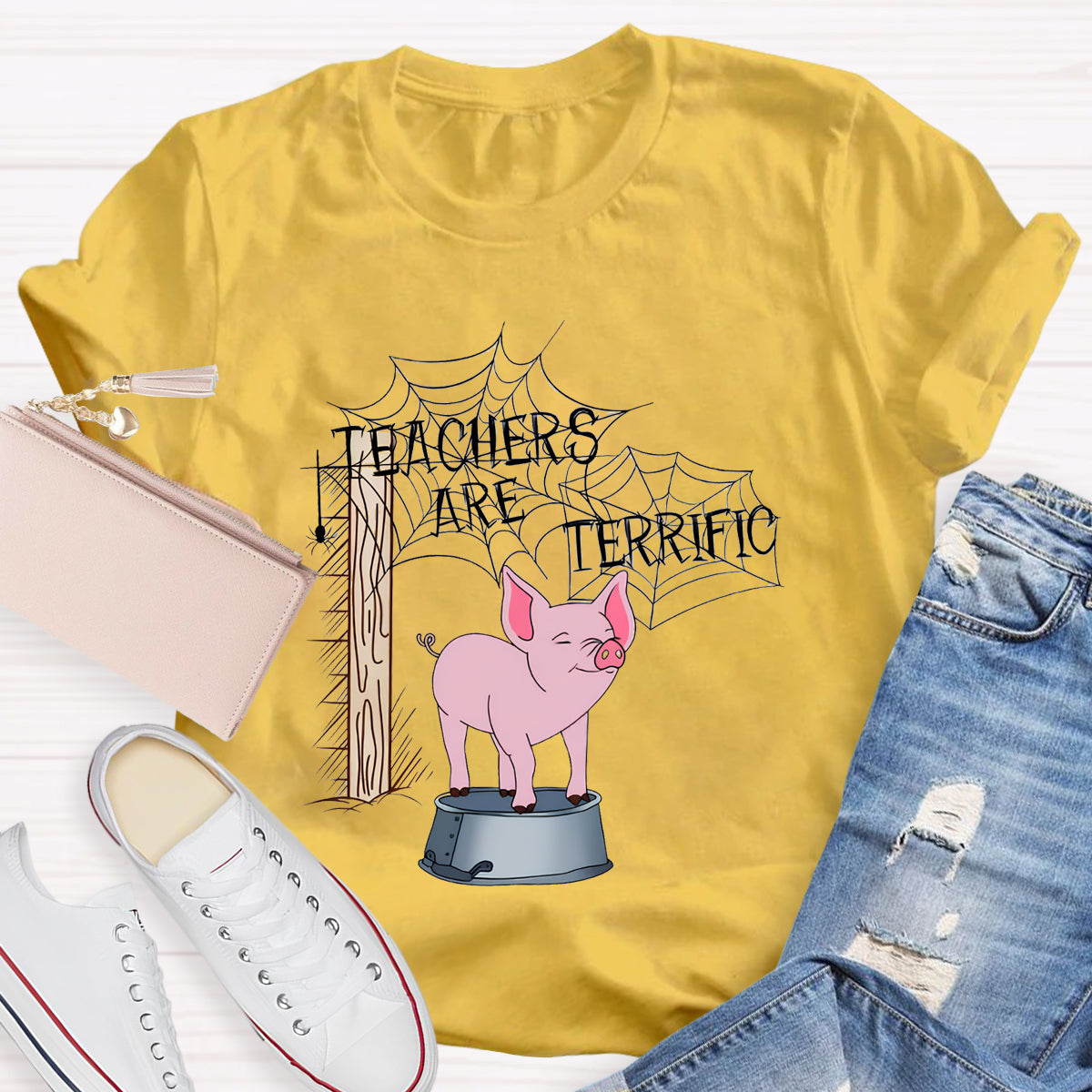 Pink Pig Teacher Are Terrific T-Shirt