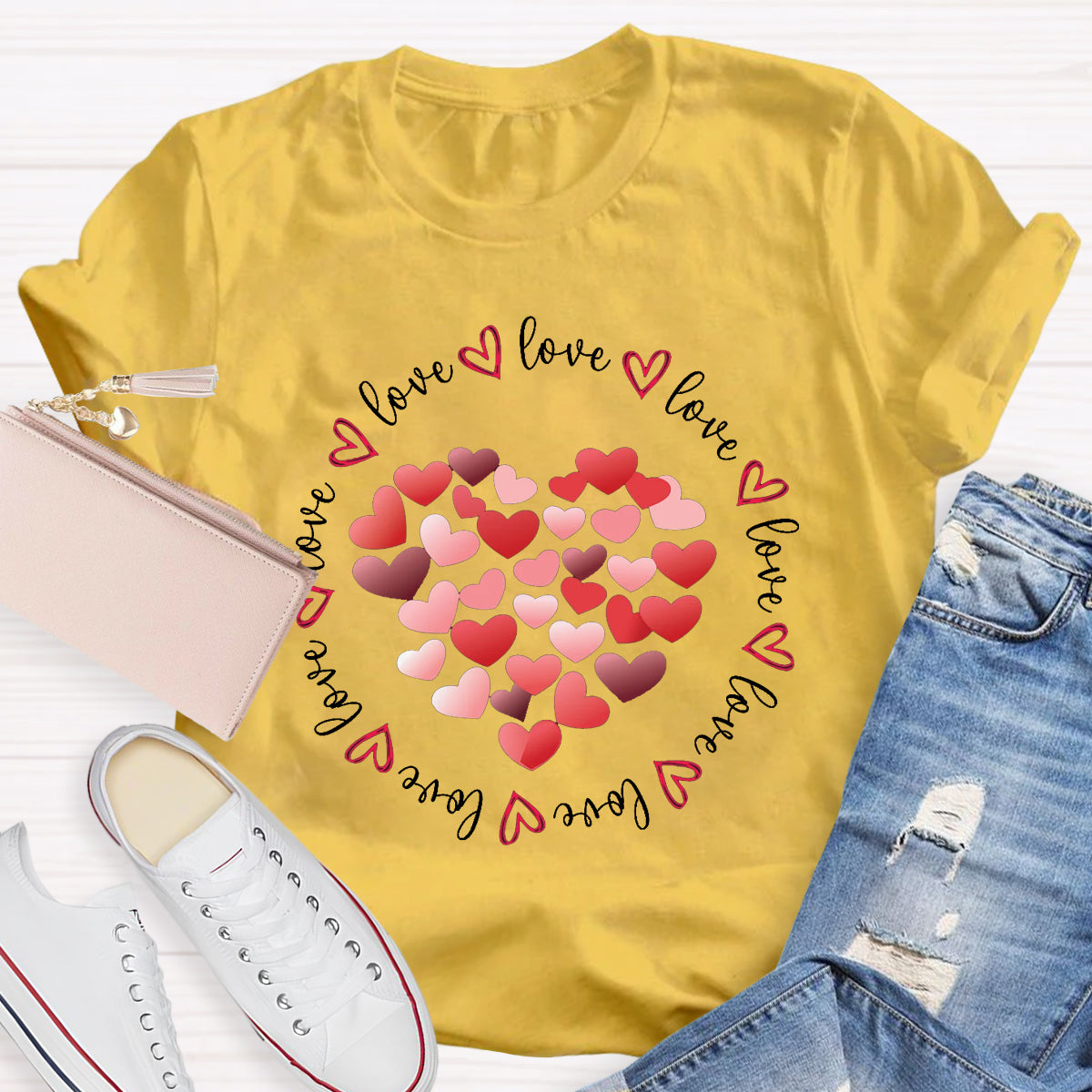 Valentines Day Red and Pink Hearts Love T-Shirt