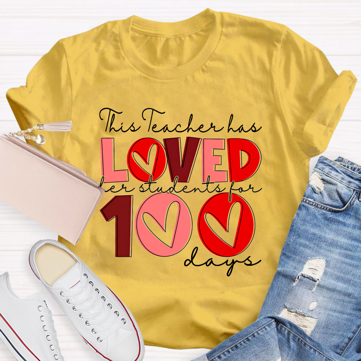 This Teacher Has Loved Her Students For 100 Days T-Shirt