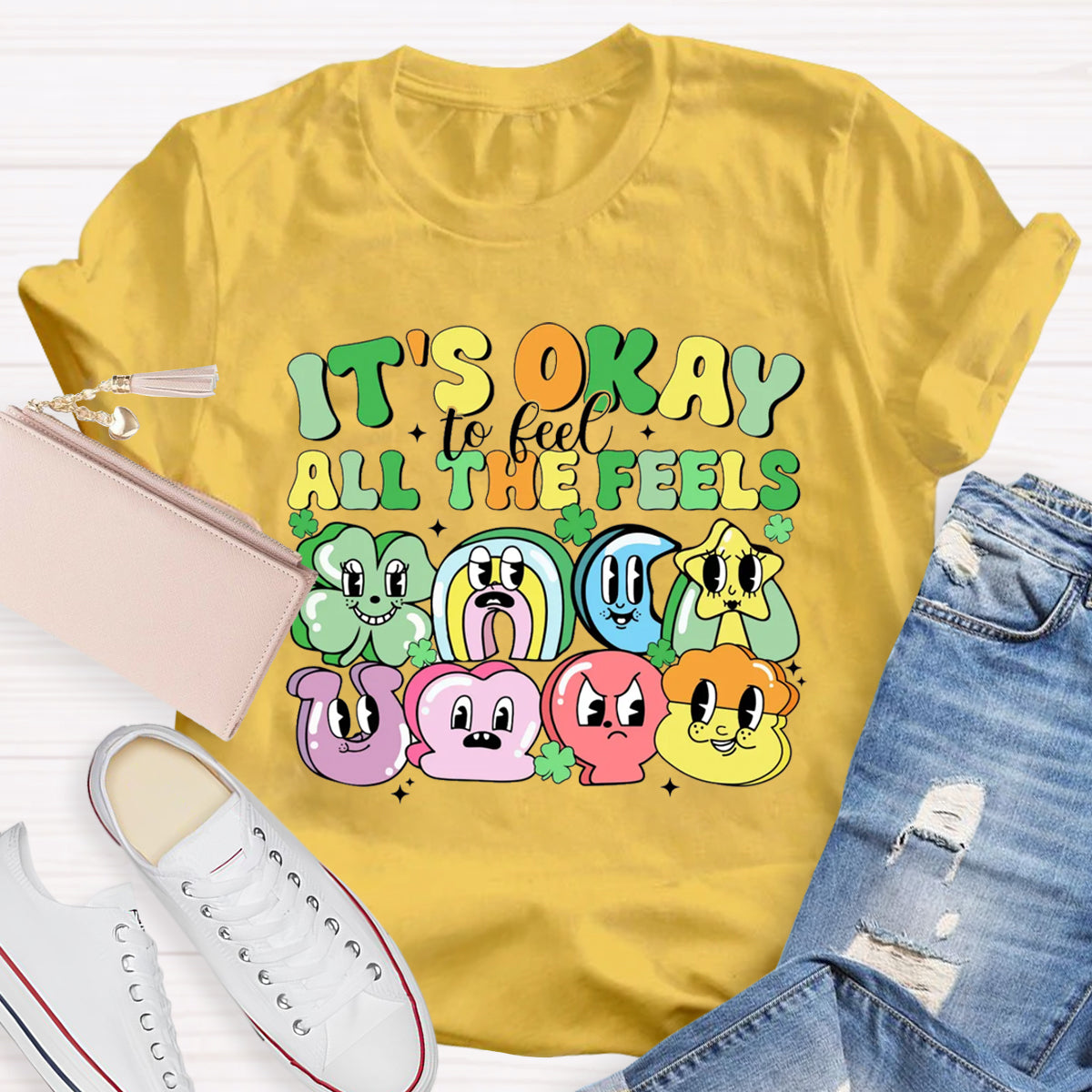 It's Okay To Feel All The Feels Shamrock T-Shirt