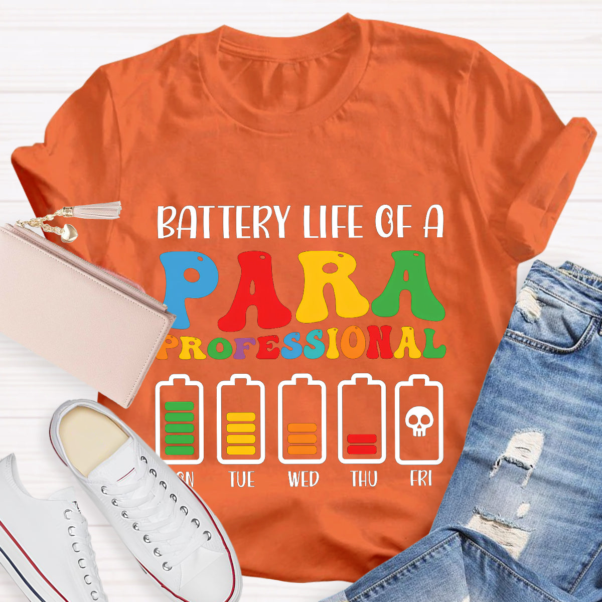 Battery Life of Paraprofessional Teacher T-Shirt