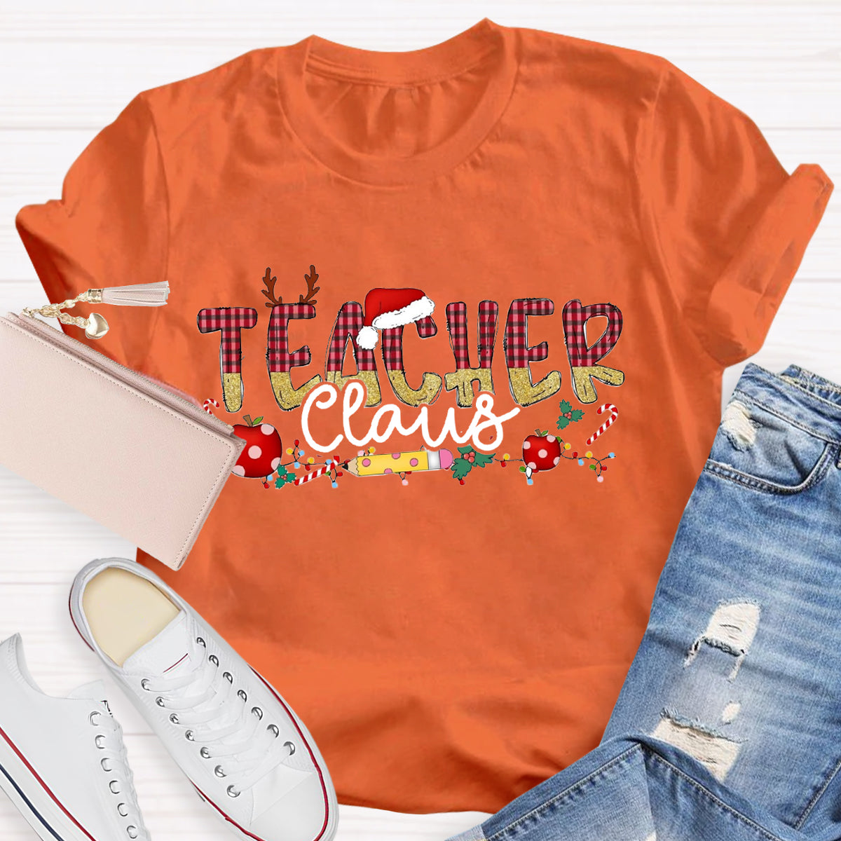 Teacher Claus Santa Hat T-Shirt