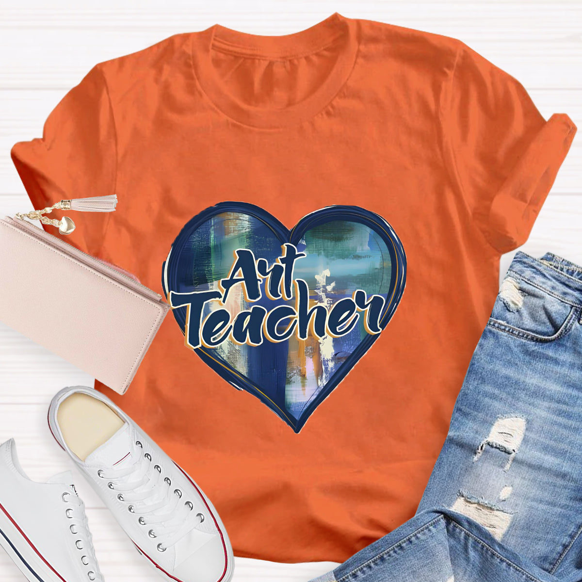 Printing Art Teacher Heart T-Shirt