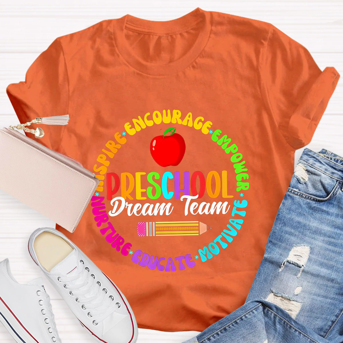Personalized Grade Preschool Dream School Apple Teacher T-Shirt