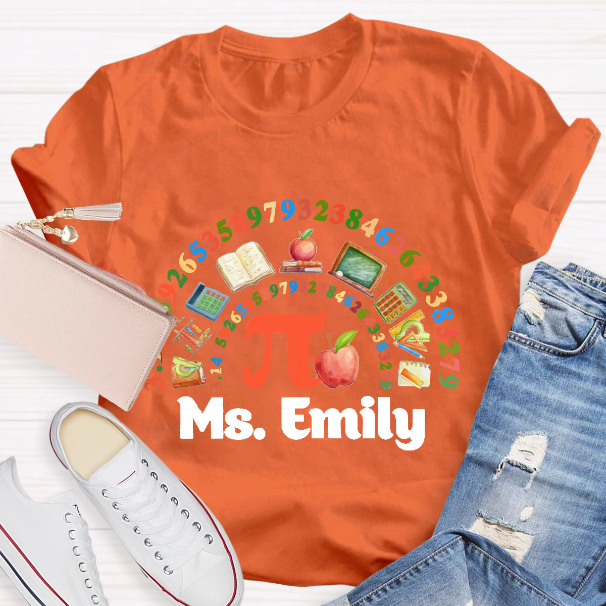 Personalized Math Teacher Name Happy Pi Day T-Shirt