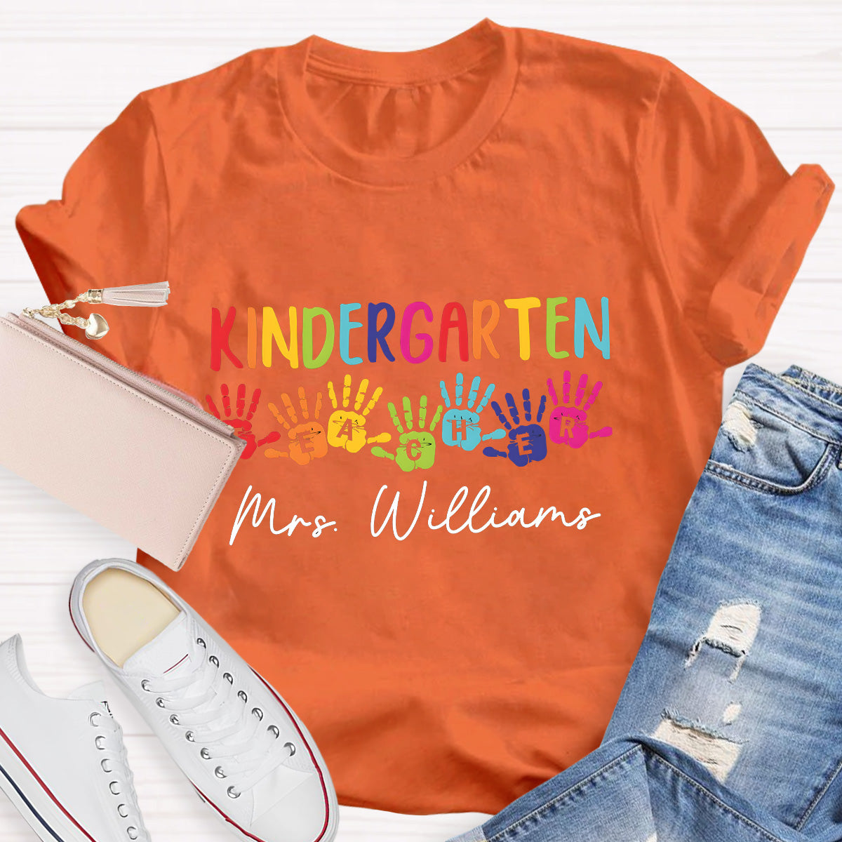 Personalized Name Kindergarten Teacher T-Shirt