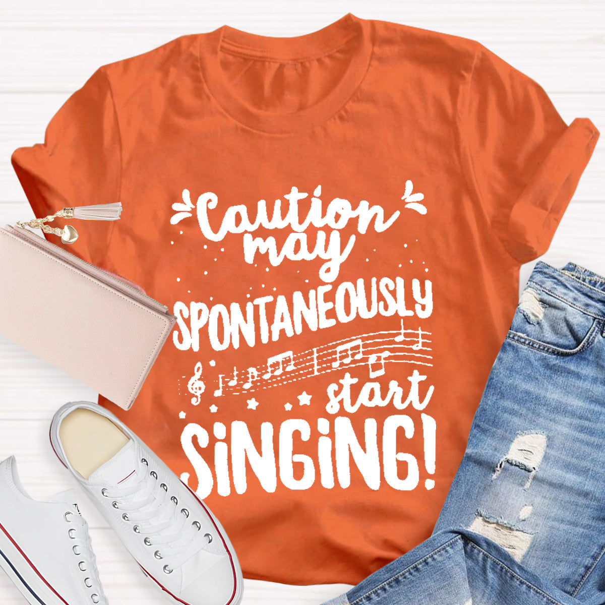 Caution May Spontaneously Start Singing Teacher T-Shirt