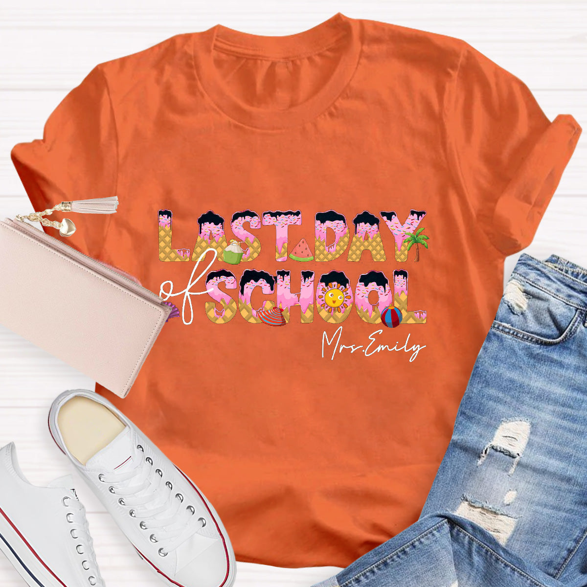 Personalized Name Last Day Of School Teacher T-Shirt
