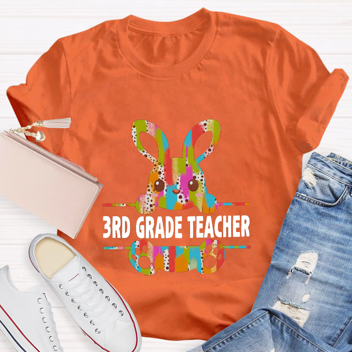 Personalized Grade Easter Bunny Teacher T-Shirt