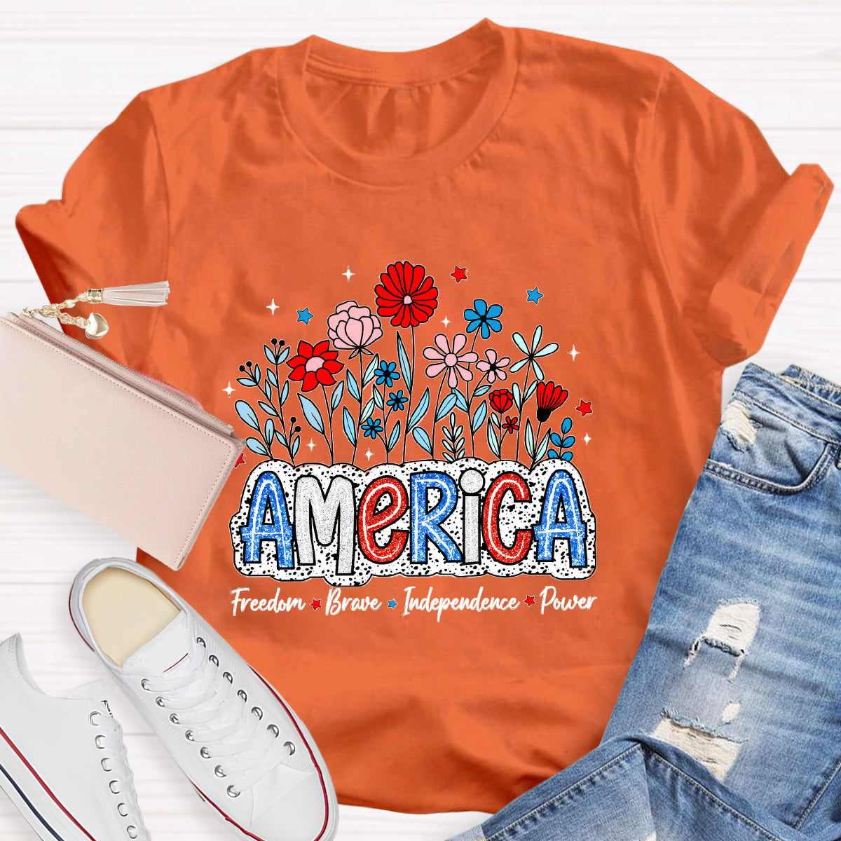 American Teacher Freedom Brave Power T-Shirt