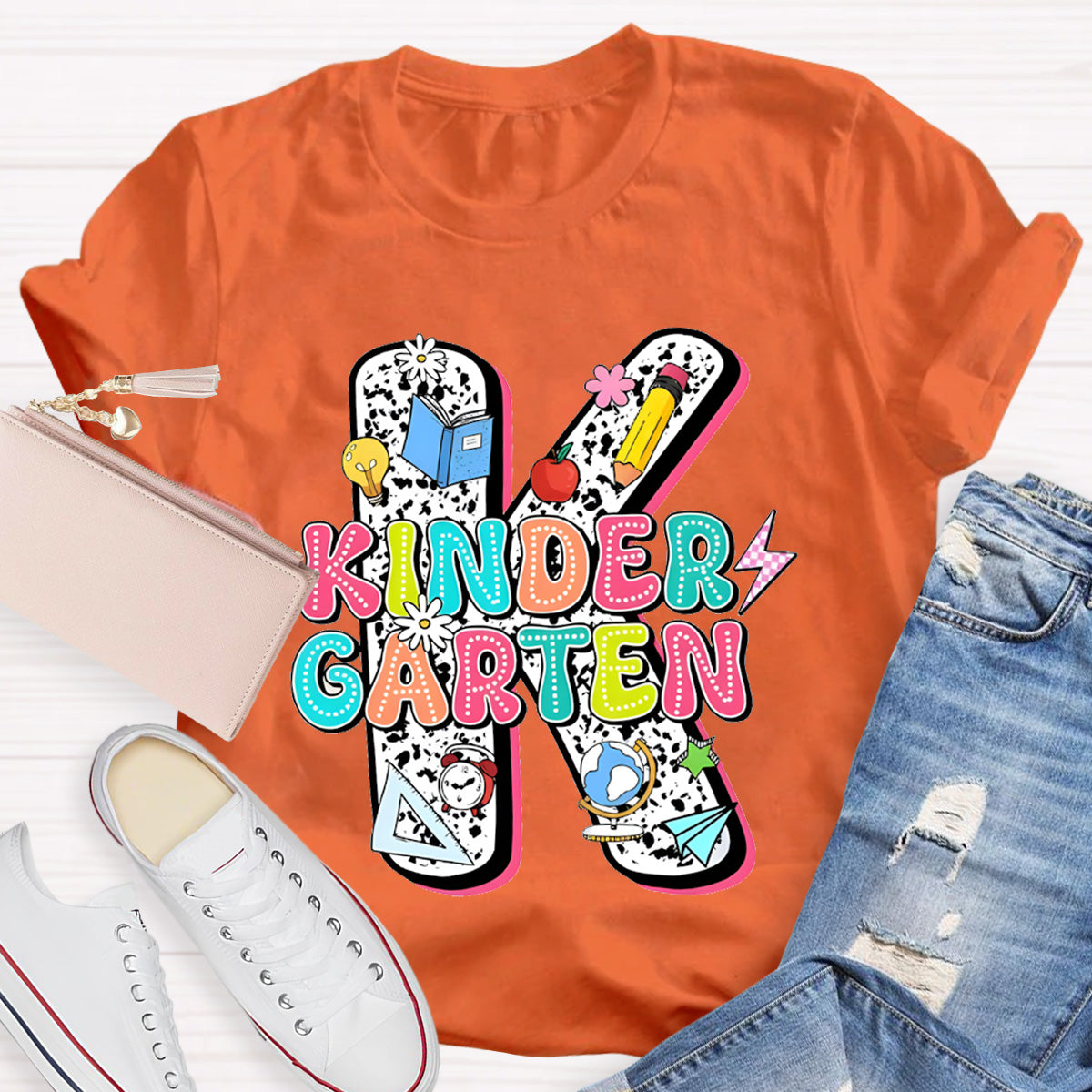 Personalized Grade Kindergarten Letter Teacher T-Shirt