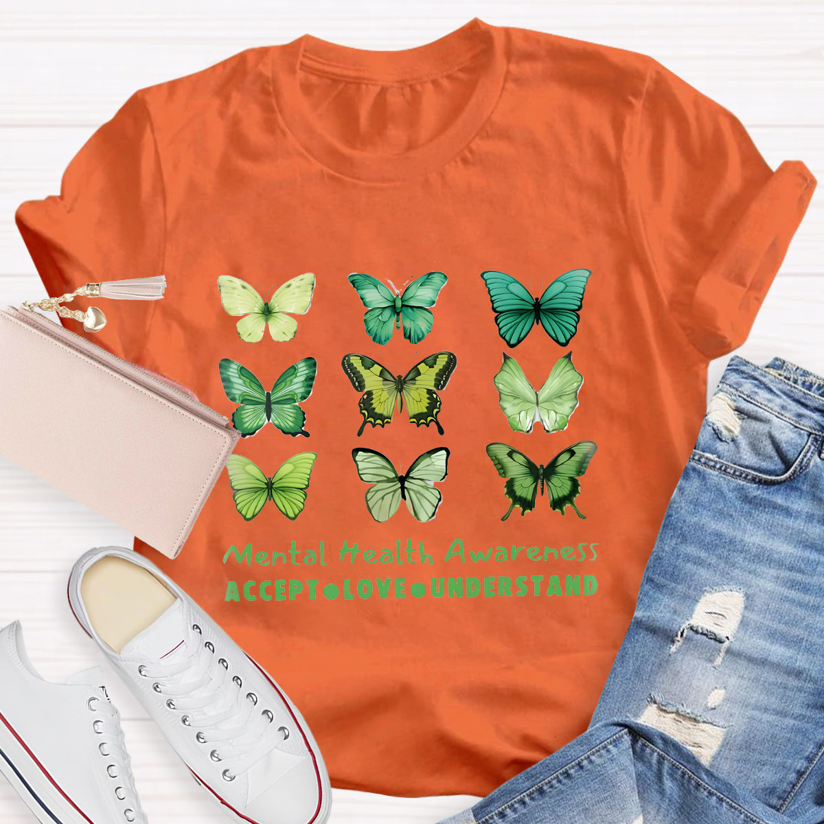 Accept Love Understand Butterfly Mental Health Awareness T-Shirt
