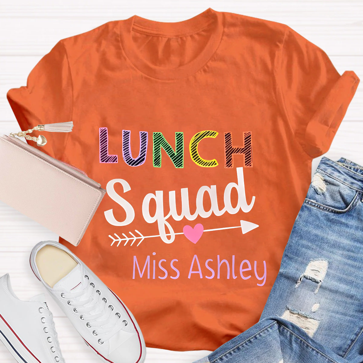 Personalized Name Lunch Squad Teacher T-Shirt