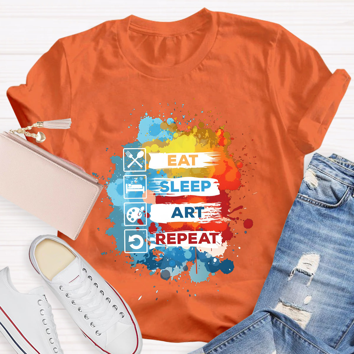 Eat Sleep Art Repeat Teacher T-Shirt
