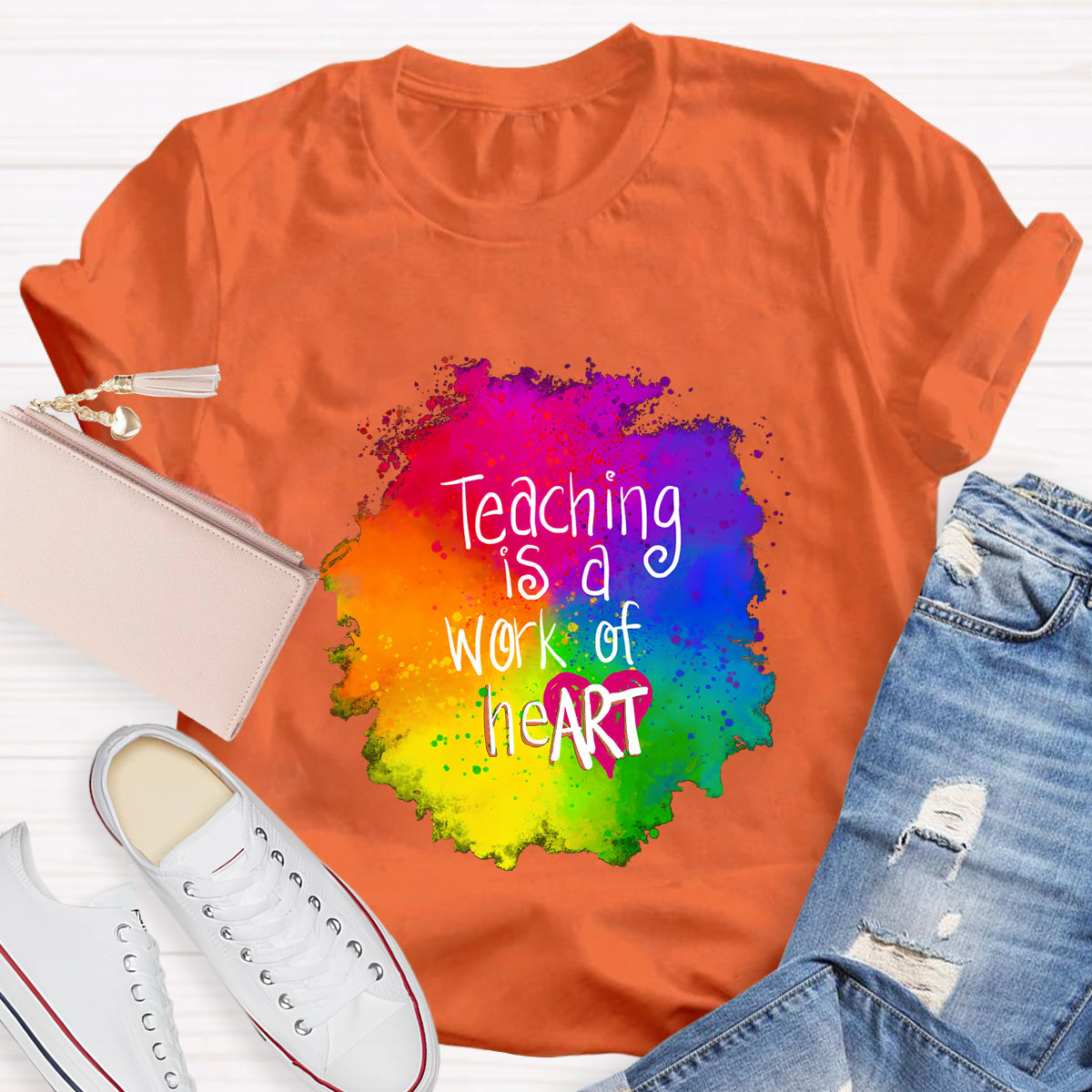 Teaching Is A Work Of Heart Art Teacher T-Shirt