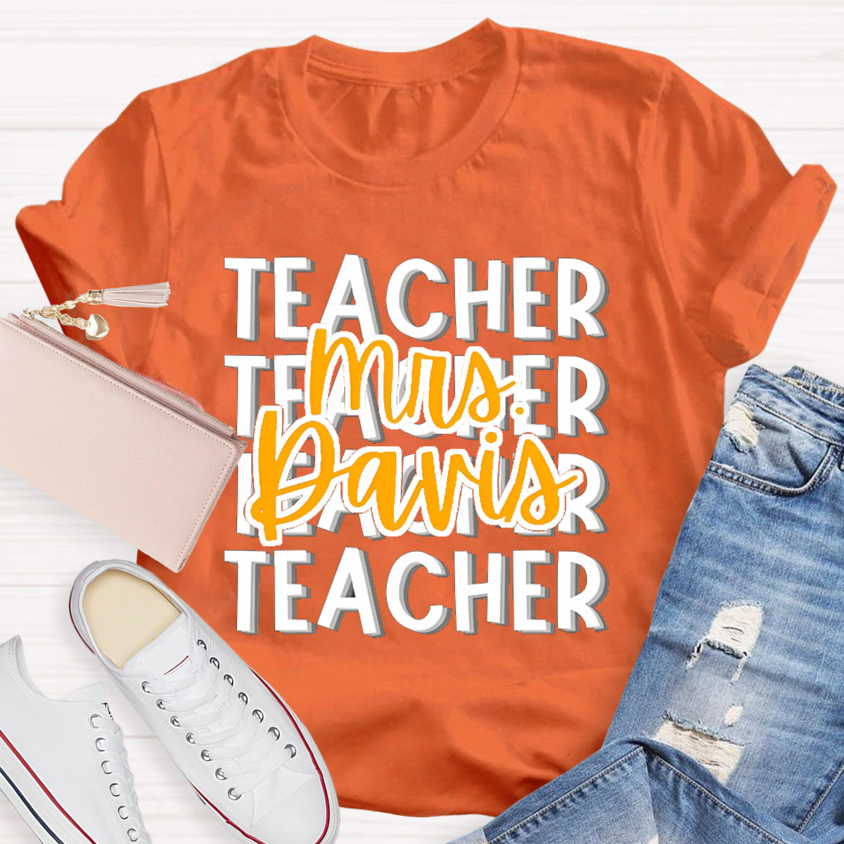 Personalized Name Mrs Davir Teacher T-Shirt