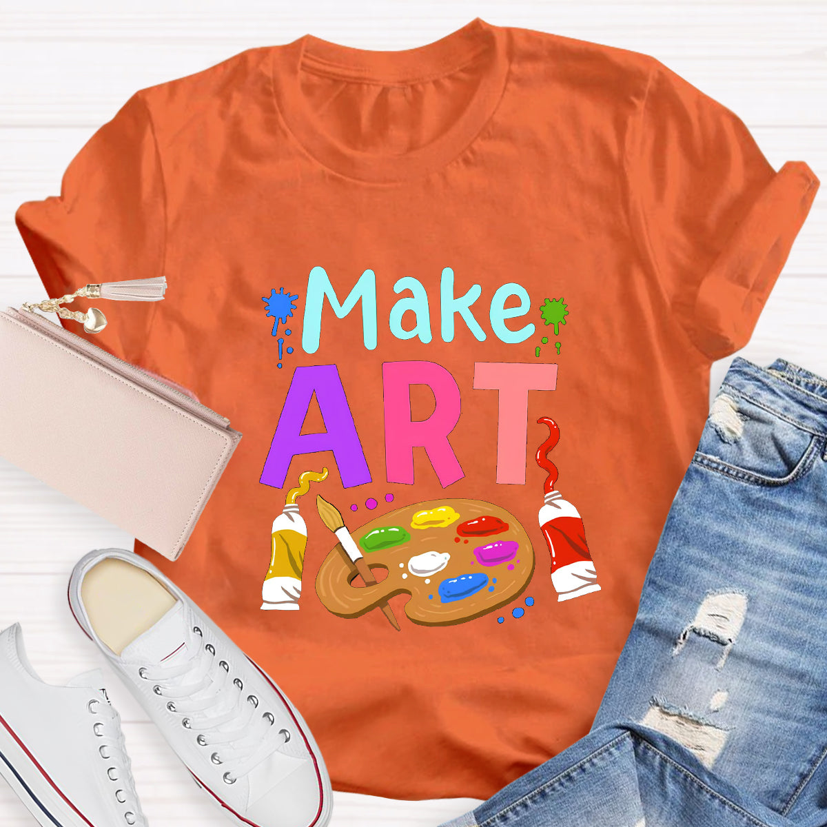 Make Art Color Palette Teacher T-Shirt