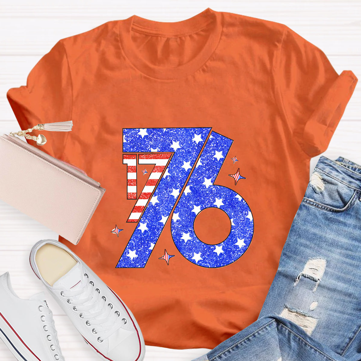Blue Red White 1776 Teacher T-Shirt