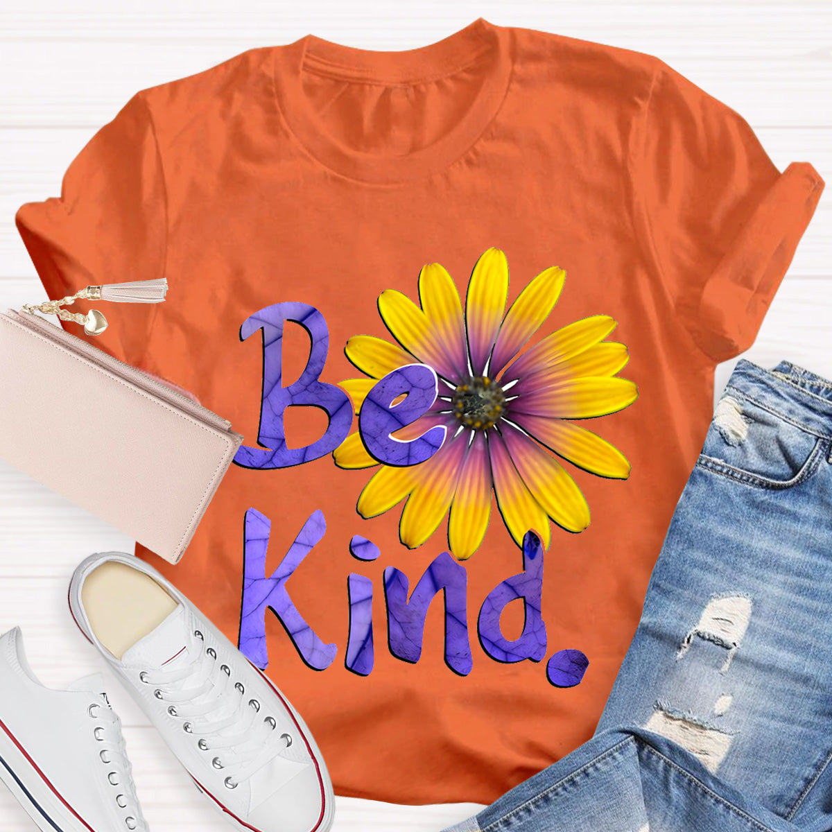 Brighter Sunflower Be Kind Teacher T-Shirt