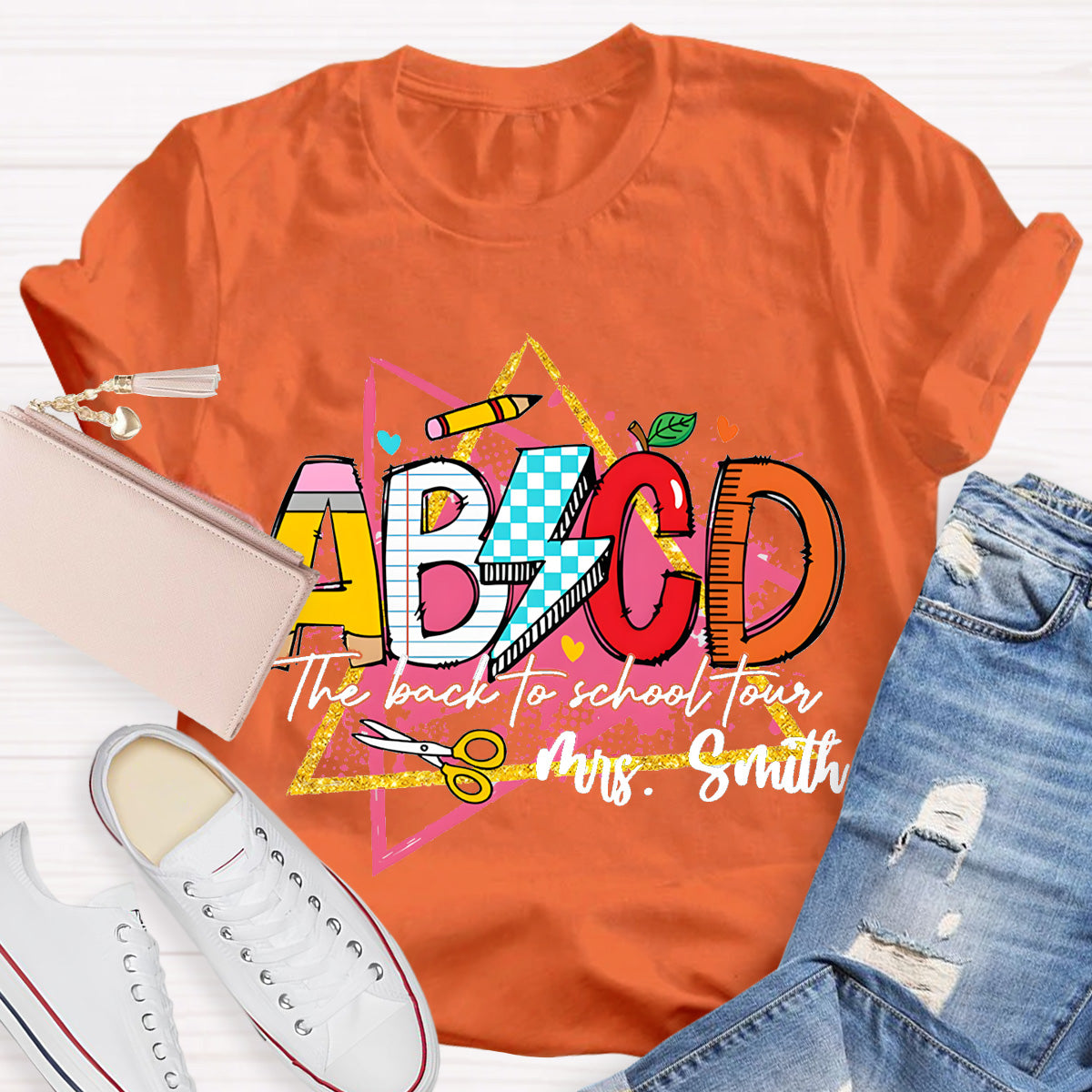 Personalized Name ABCD The Back To School Tour Teacher T-Shirt