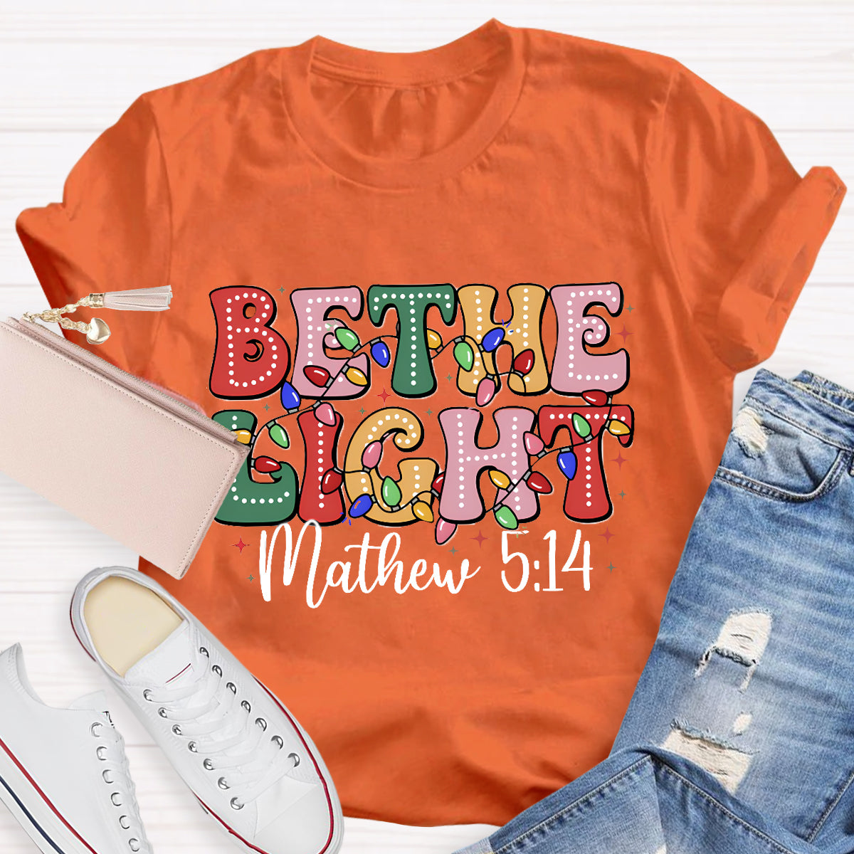 Christmas Be The Light Teacher T-Shirt