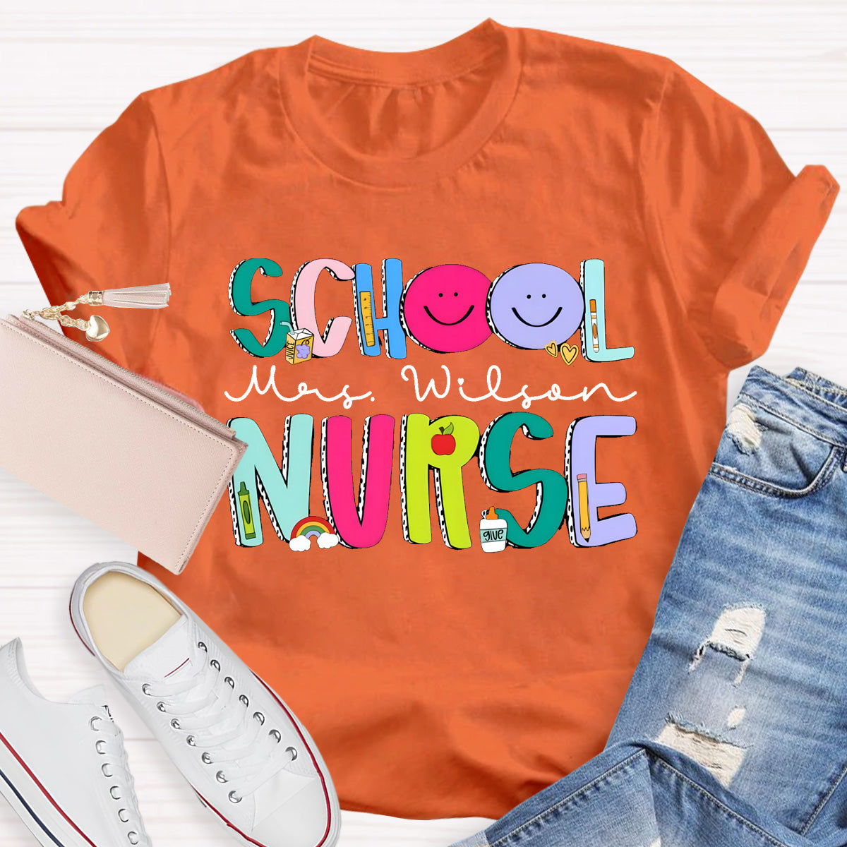 Personalized School Nurse Name Smile To Students T-Shirt