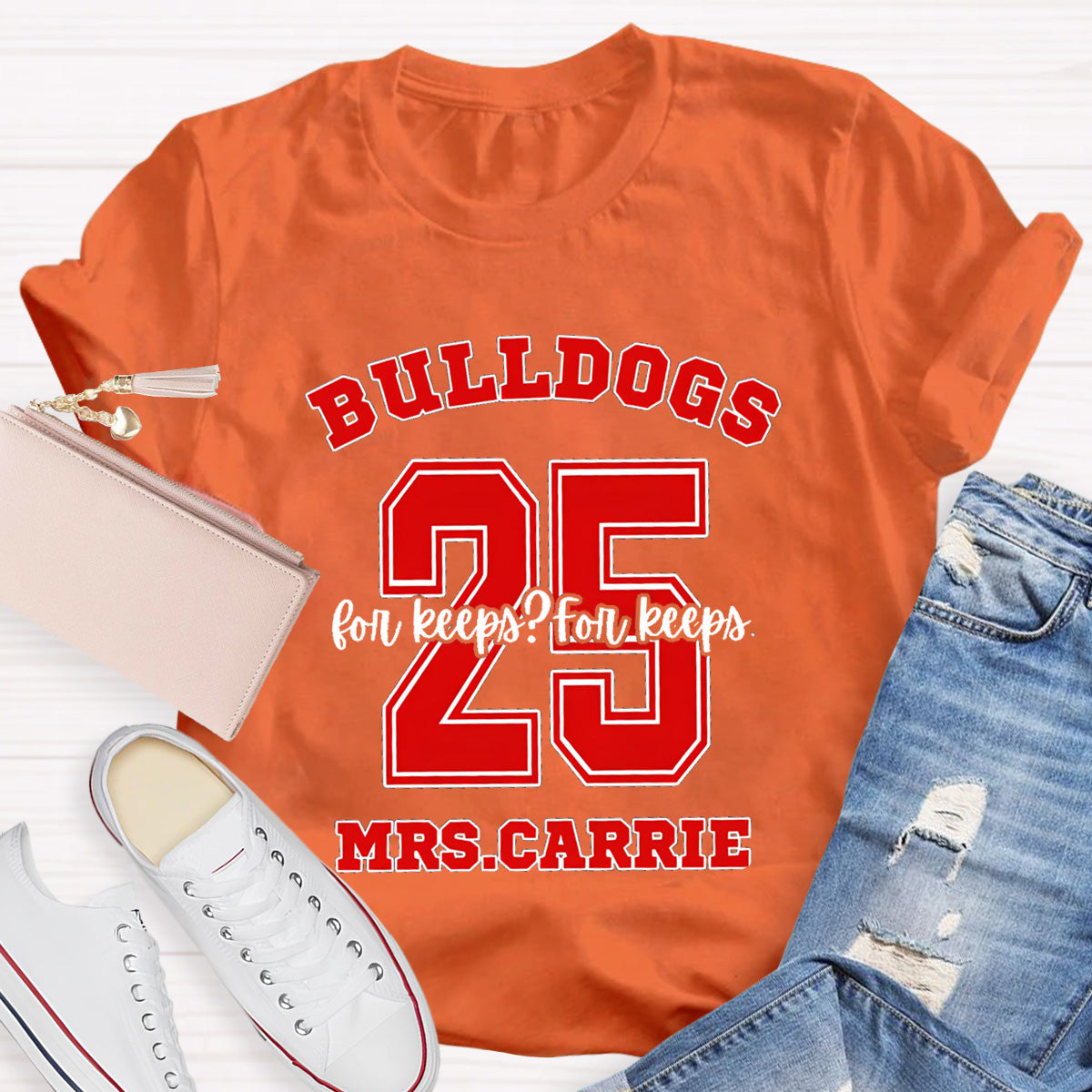 Personalized Name Mascot And Number Teacher T-Shirt