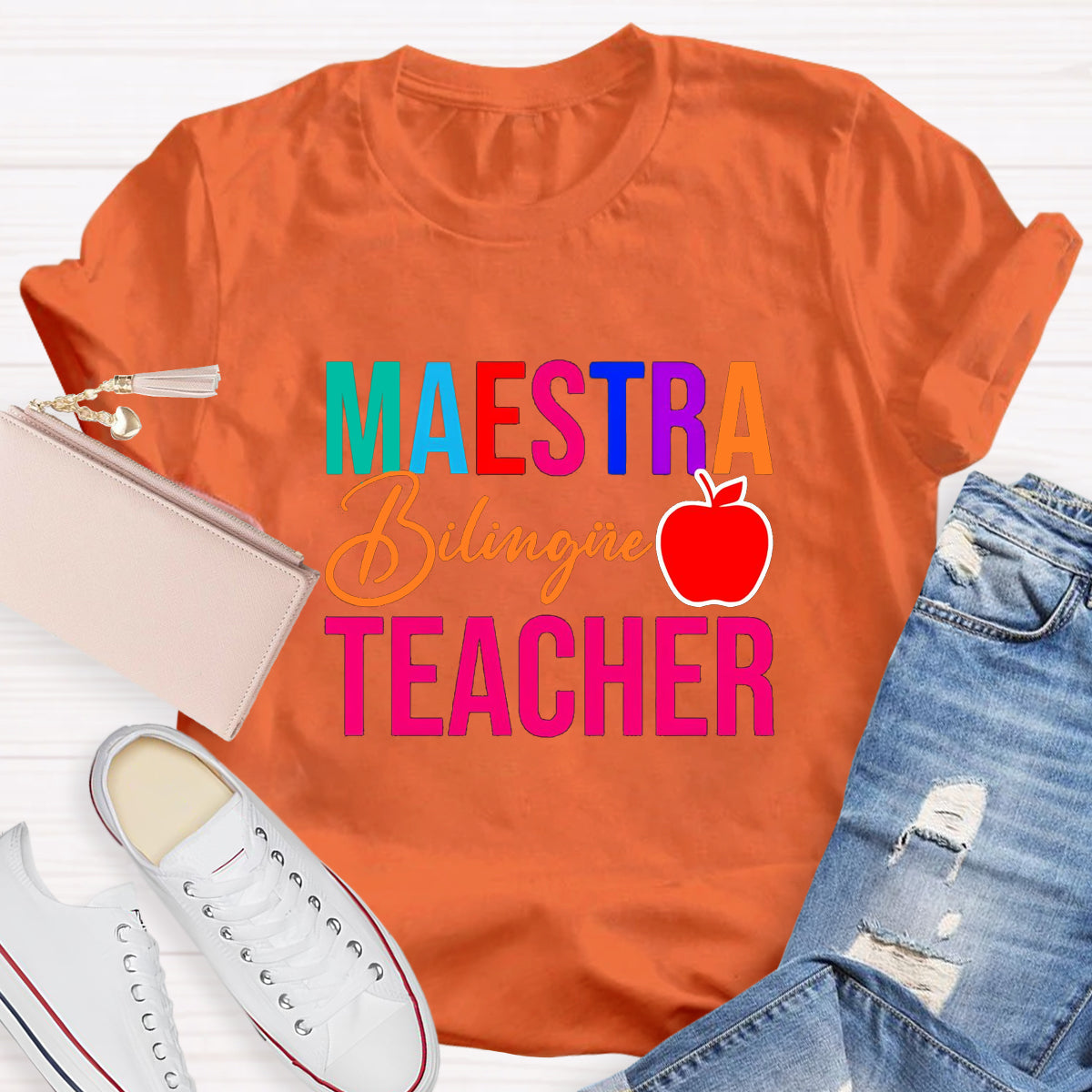 Maestra Bilingual Teacher With Apple T-Shirt