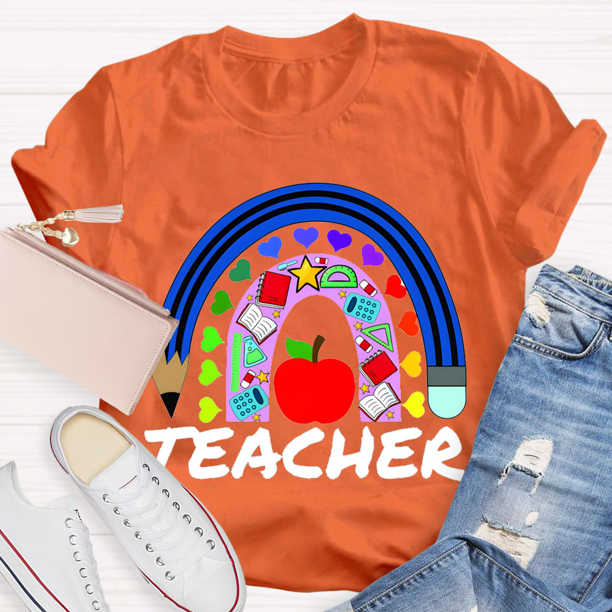Love Everyone Heart Apple Teacher T-Shirt